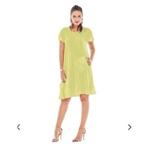 Oh My Gauze Dress Size S 1 Ruffle Hem Asymetrical Boho Lagenlook Coastal Beachy